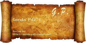 Genda Pál névjegykártya